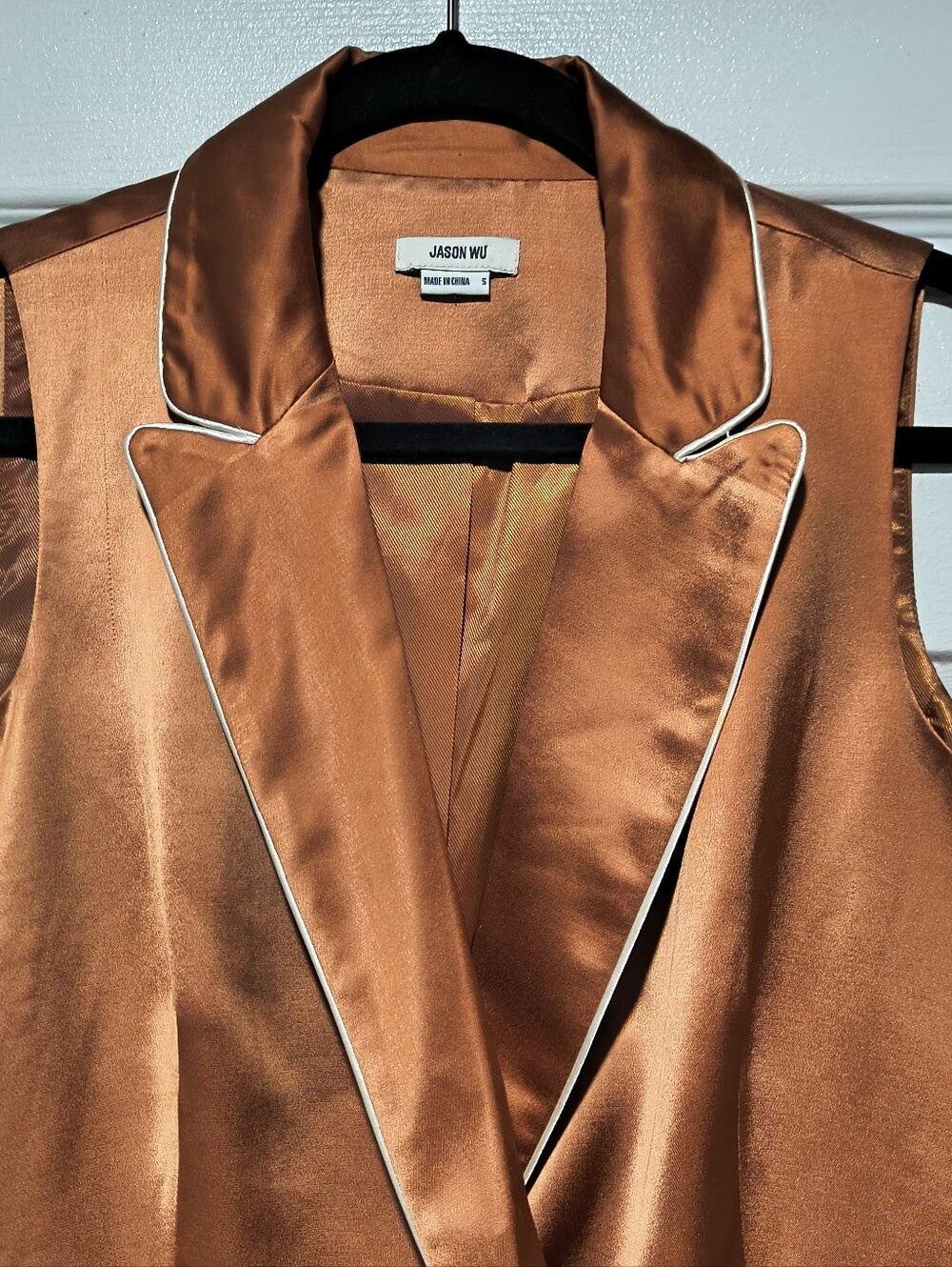 Jason Wu Rust Copper Satin Double Breasted Sleeveless Blazer Vest Small As-Is - Picture 3 of 14